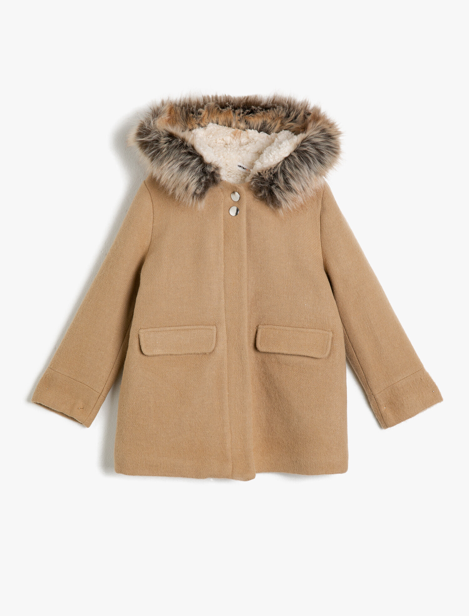  Kız Çocuk Suni Kürk Detaylı Kaban