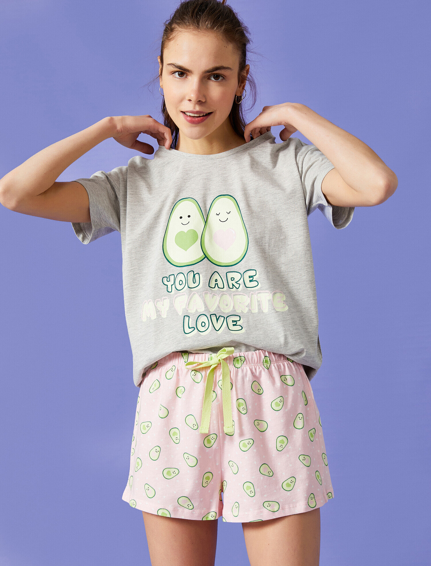   Şortlu Pijama Takımı Baskılı