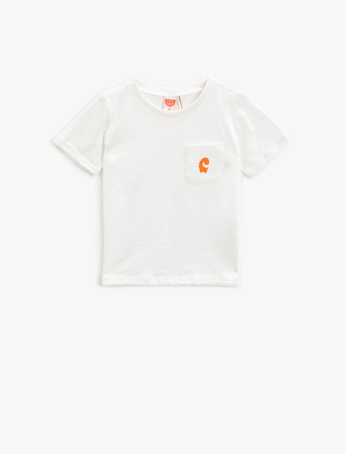 Erkek Bebek Cepli Tişört Pamuklu Kısa Kollu Bisiklet Yaka Baskılı