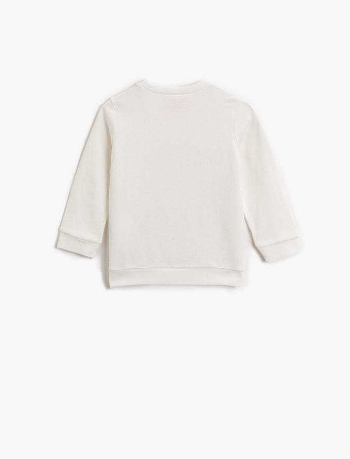 Erkek Bebek Baskılı Bisiklet Yaka Uzun Kollu Pamuklu Sweatshirt