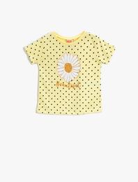 Baskılı Tişört Bisiklet Yaka Pamuklu