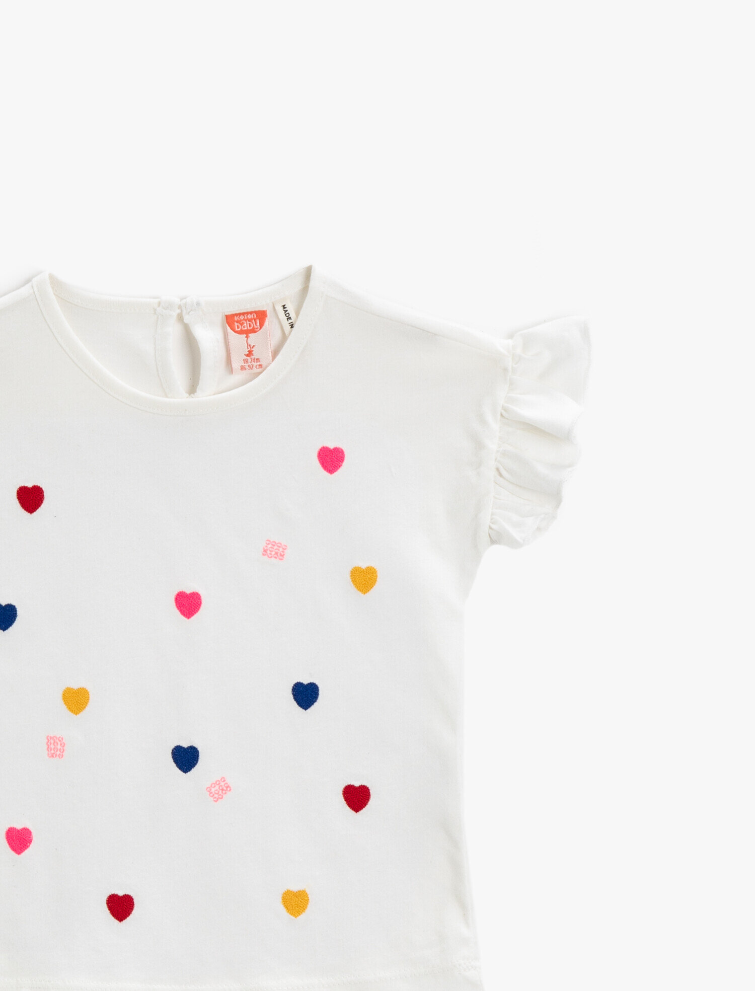  Kız Bebek Fırfırlı Tişört Baskılı Pamuklu