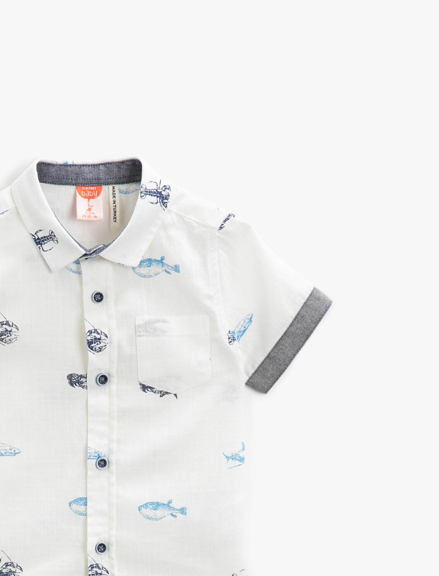 Erkek Bebek Kısa Kollu Gömlek Baskılı Pamuklu