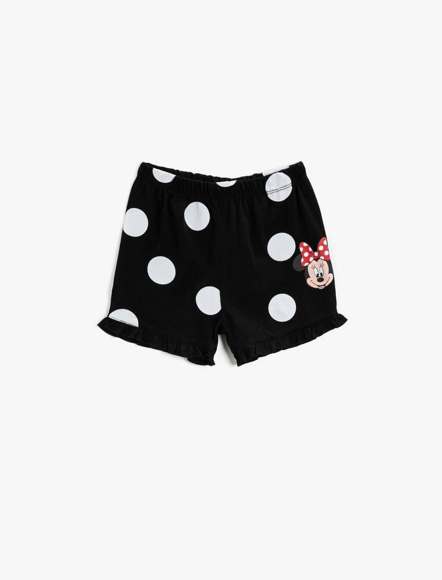  Kız Bebek Minnie Mouse Şort Lisanslı Baskılı Pamuklu