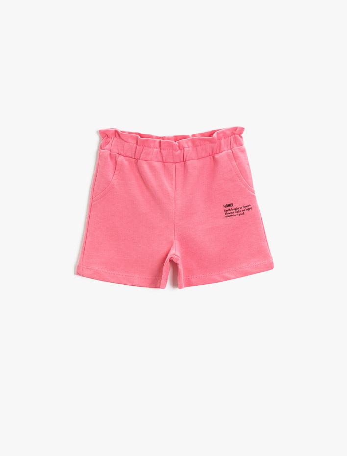 Kız Bebek Baskılı Şort Pamuklu