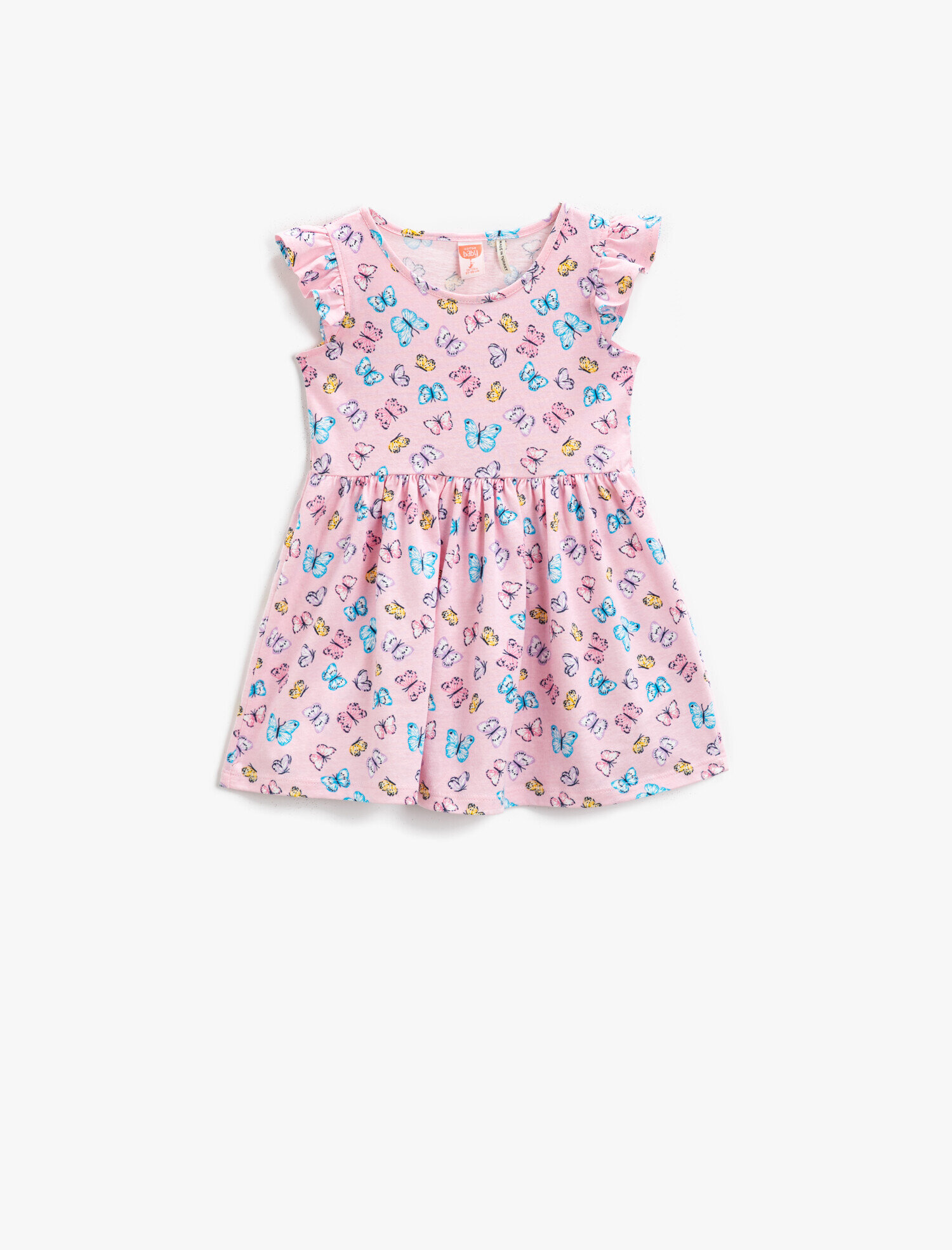  Kız Bebek Baskılı Elbise Fırfırlı Pamuklu