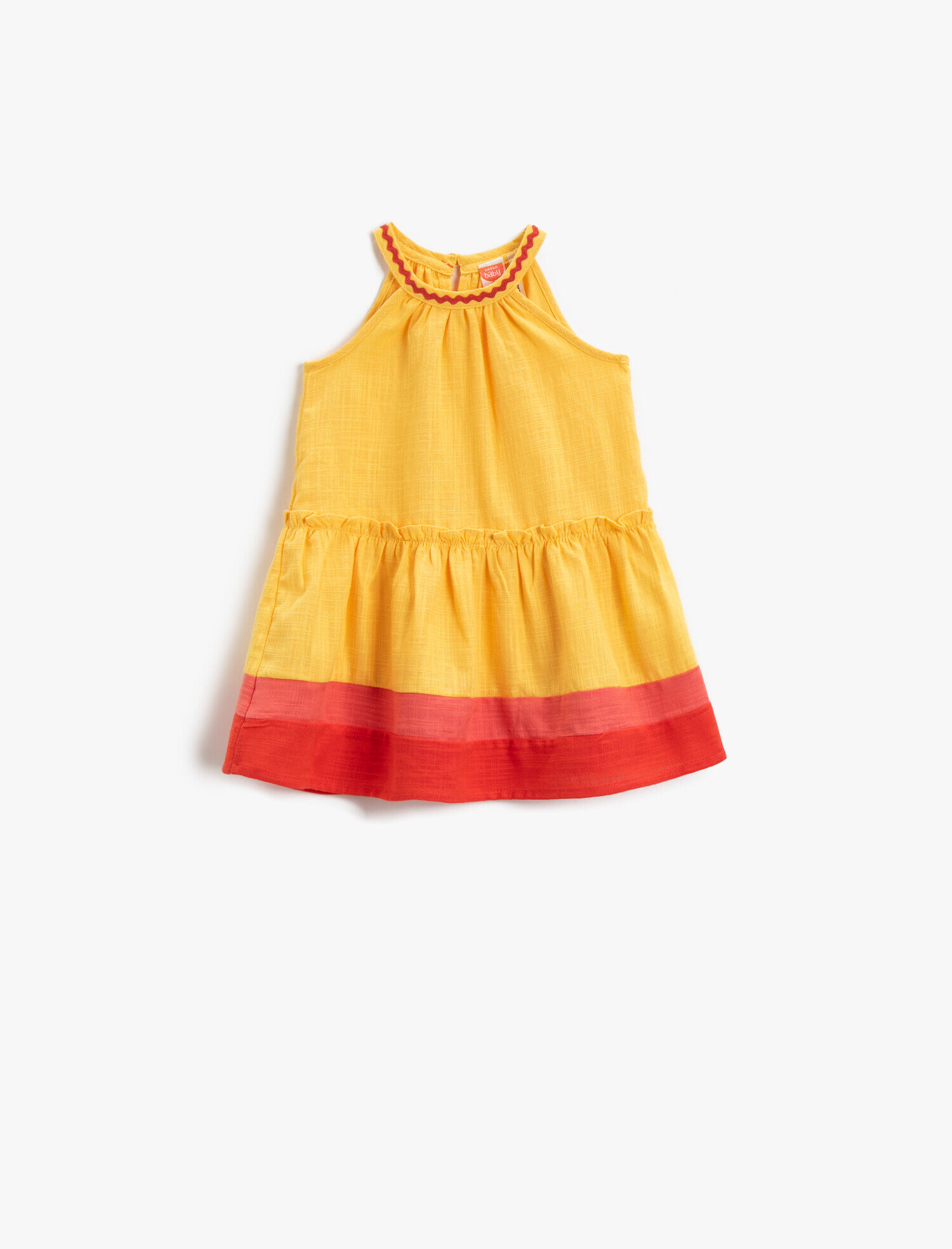 Kız Bebek Renk Bloklu Elbise Pamuklu