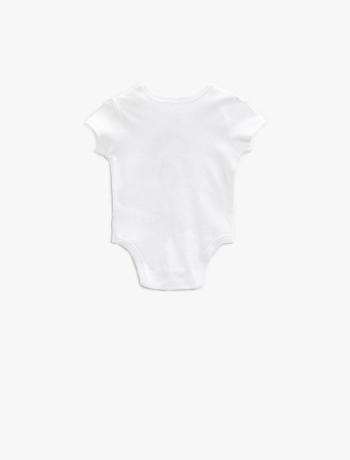 Kız Bebek Baskılı Çıtçıtlı Body Pamuklu Kısa Kollu