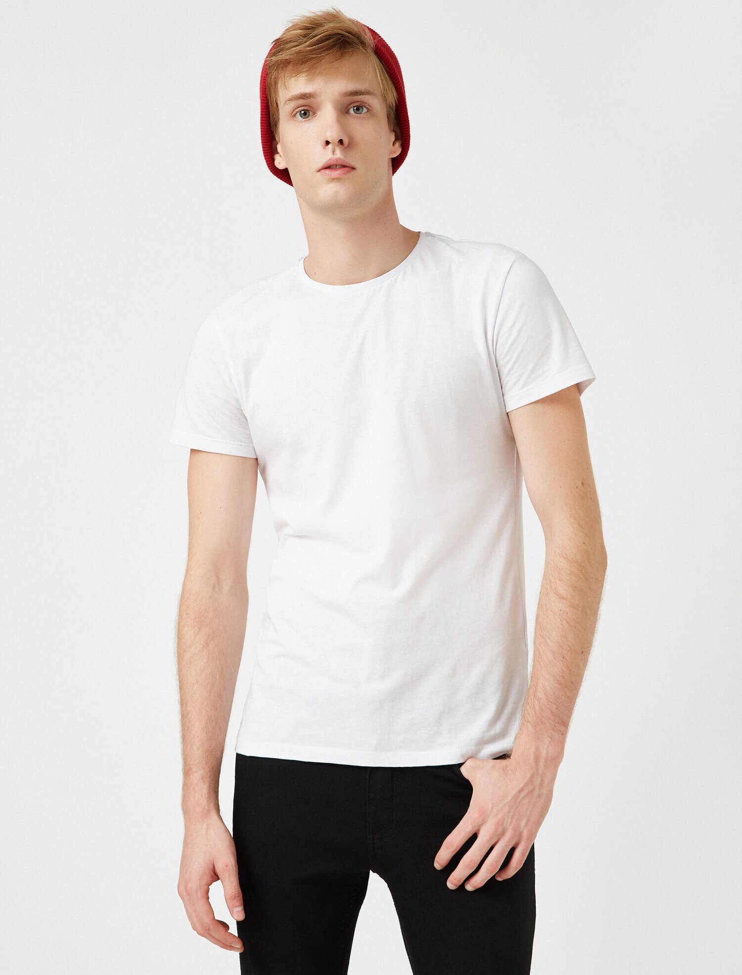   Pamuklu Bisiklet Yaka Kısa Kollu Tişört