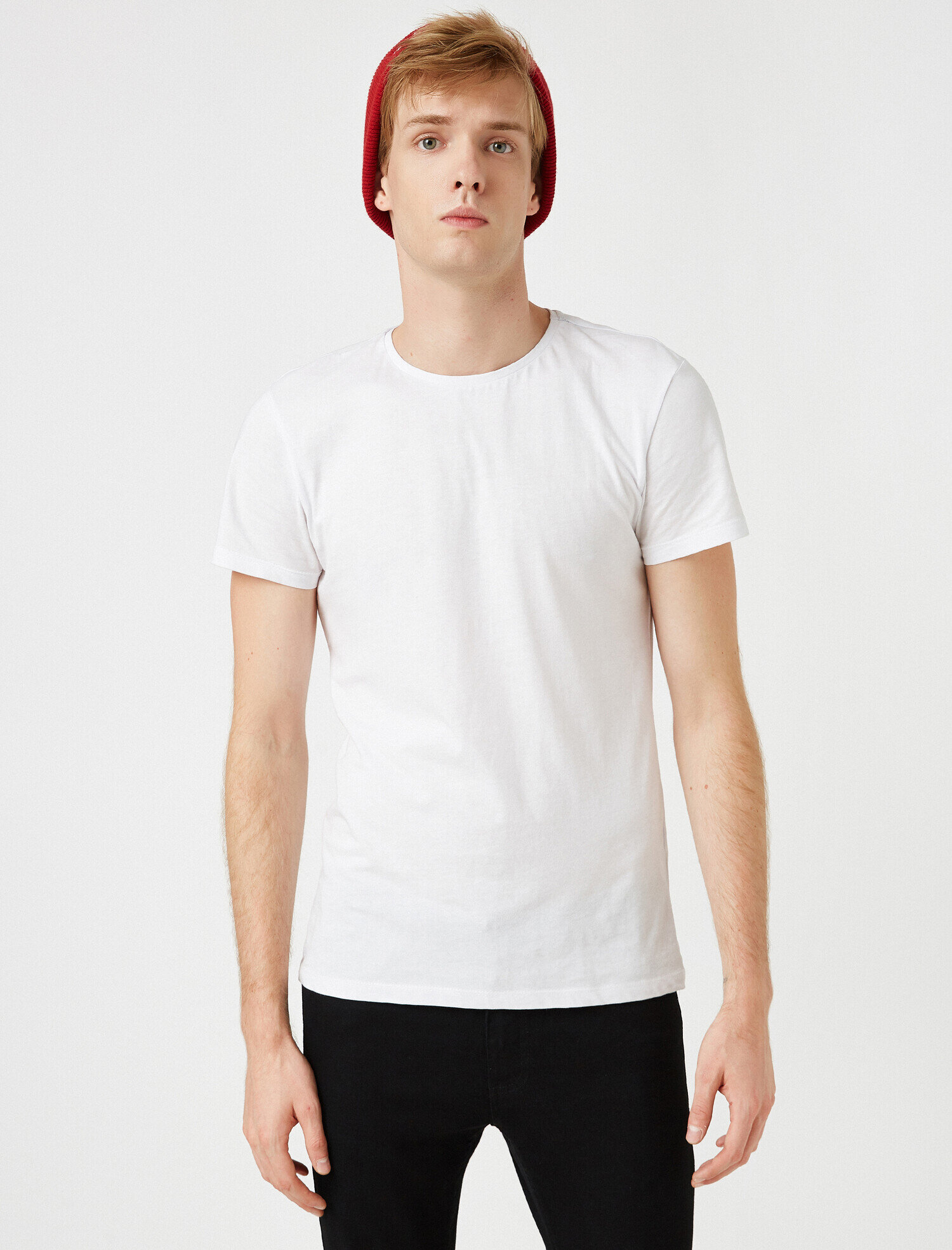   Pamuklu Bisiklet Yaka Kısa Kollu Tişört