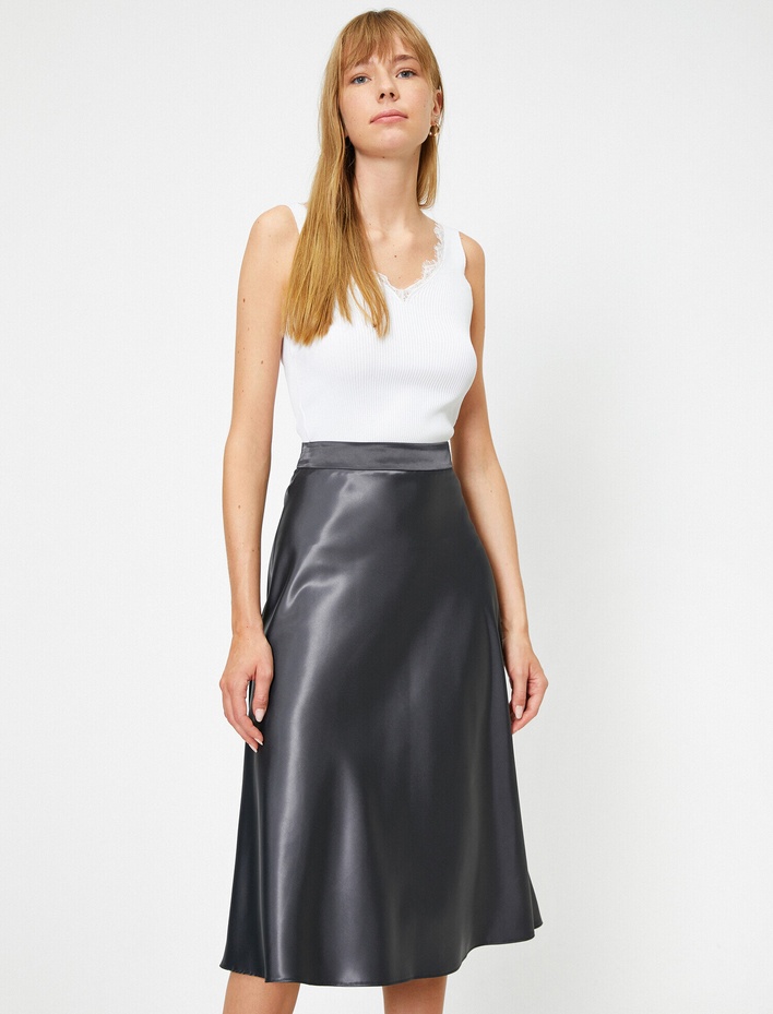  Yüksek Bel Midi Etek