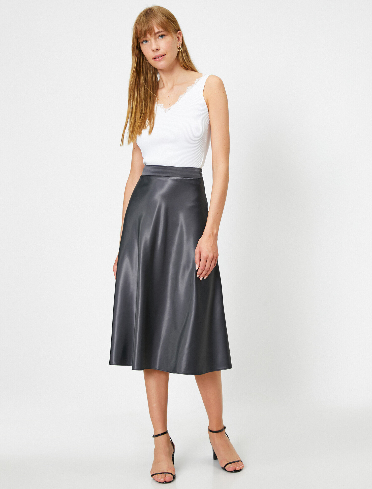   Yüksek Bel Midi Etek