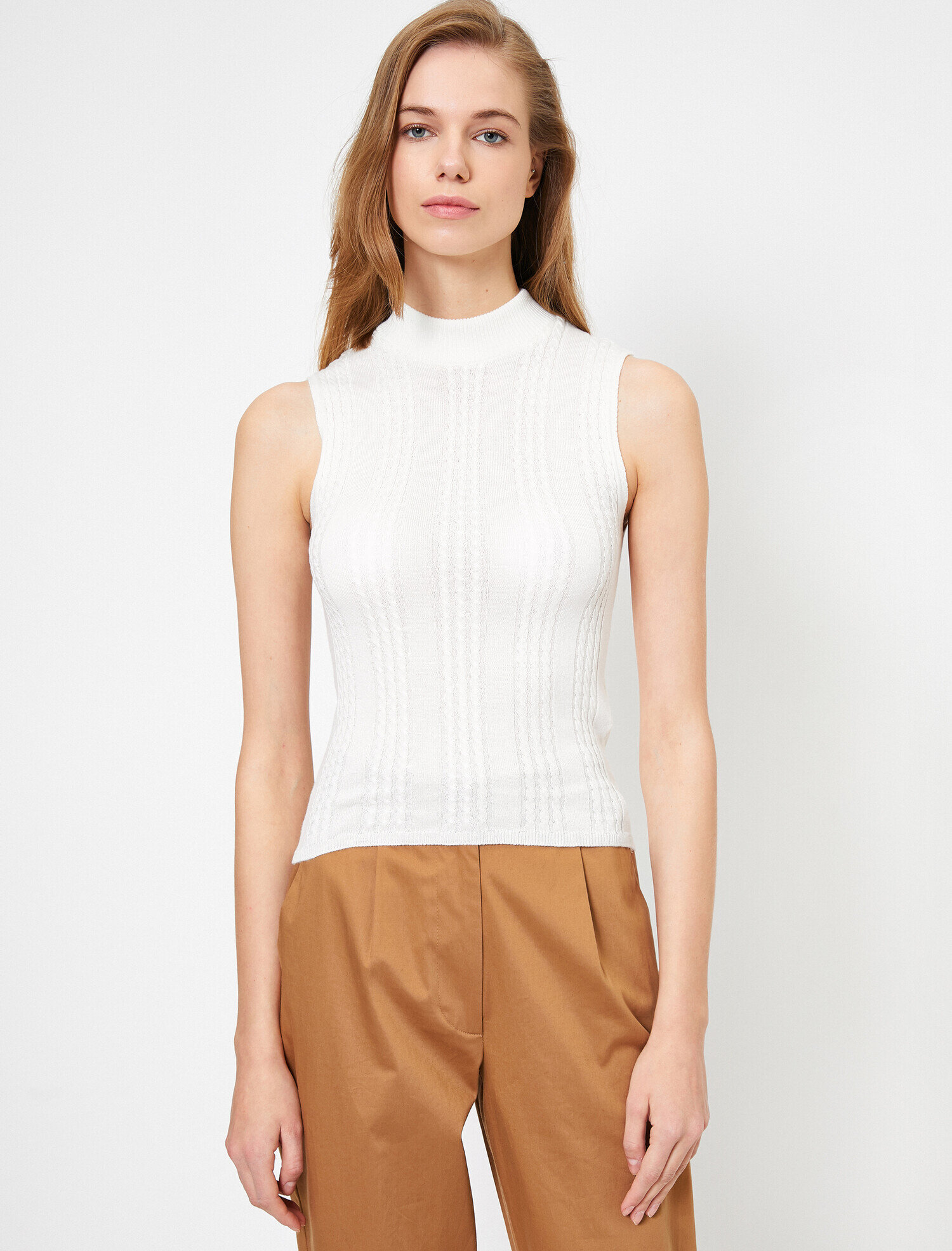   Kolsuz Örgü Detaylı Triko Kazak