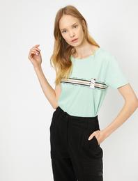 Bisiklet Yaka Baskılı Kısa Kol Tişört