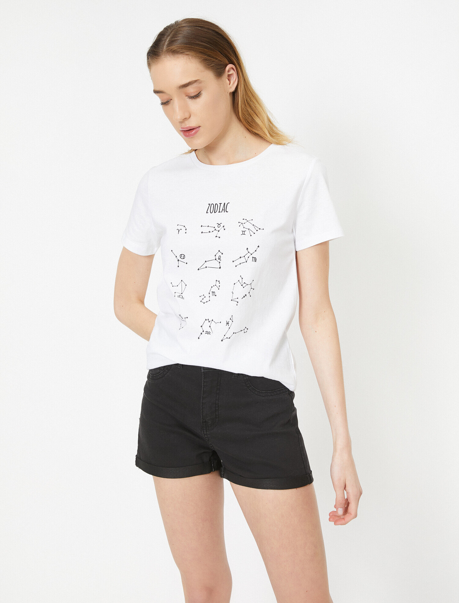   Bisiklet Yaka Baskılı Kısa Kol Tişört