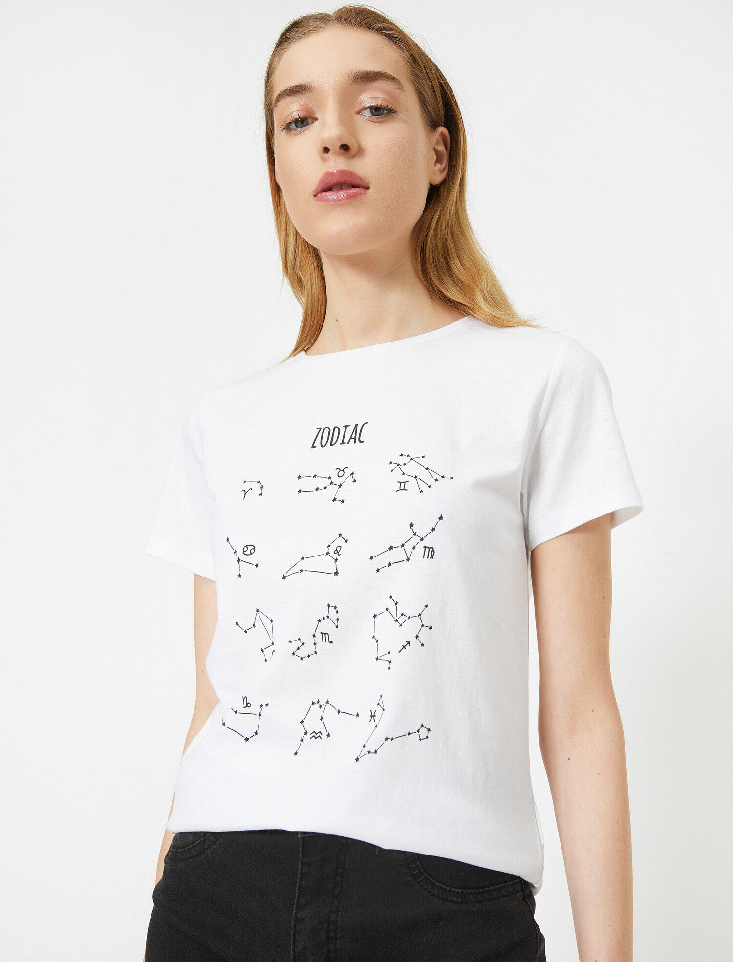   Bisiklet Yaka Baskılı Kısa Kol Tişört