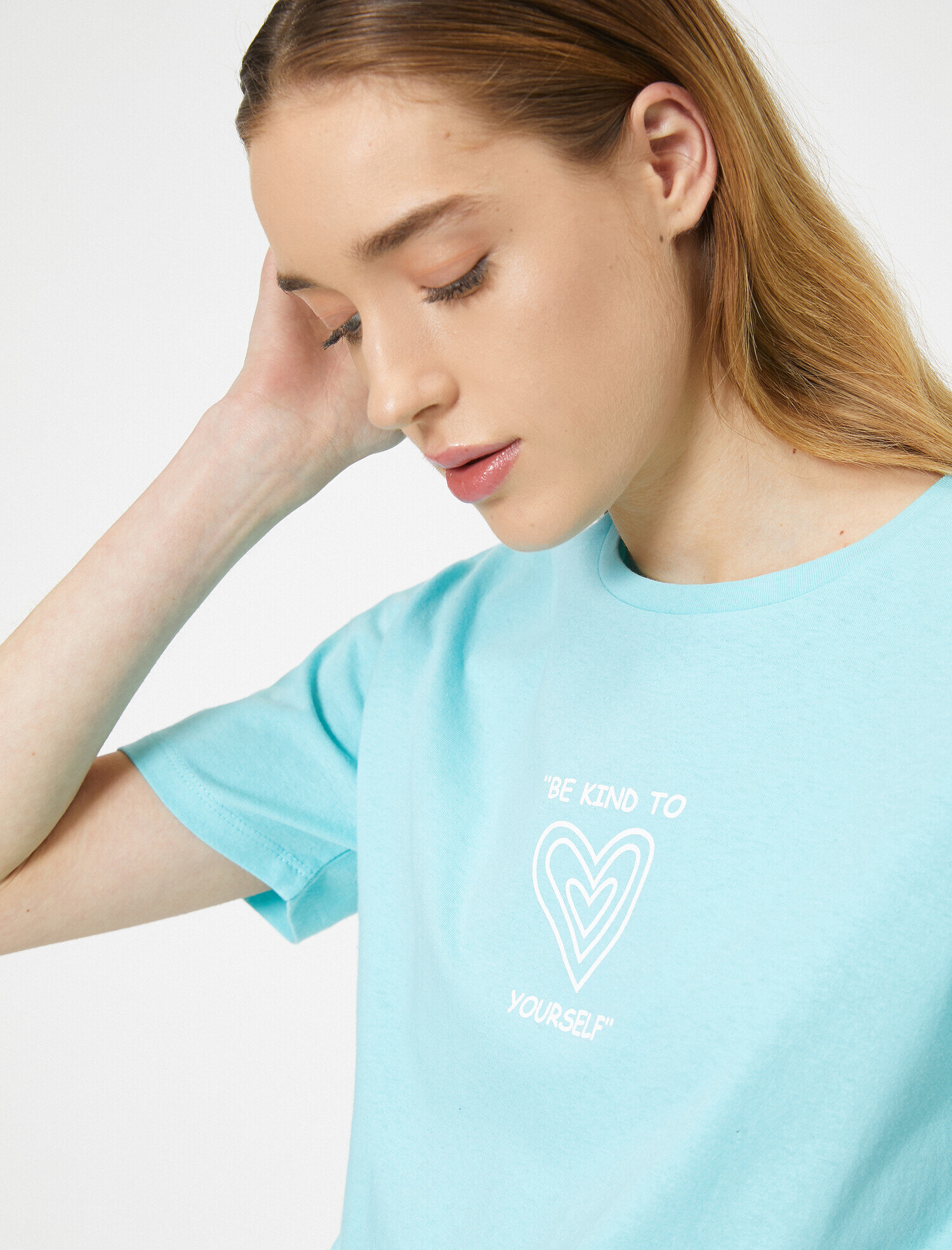   Bisiklet Yaka Baskılı Kısa Kol Tişört