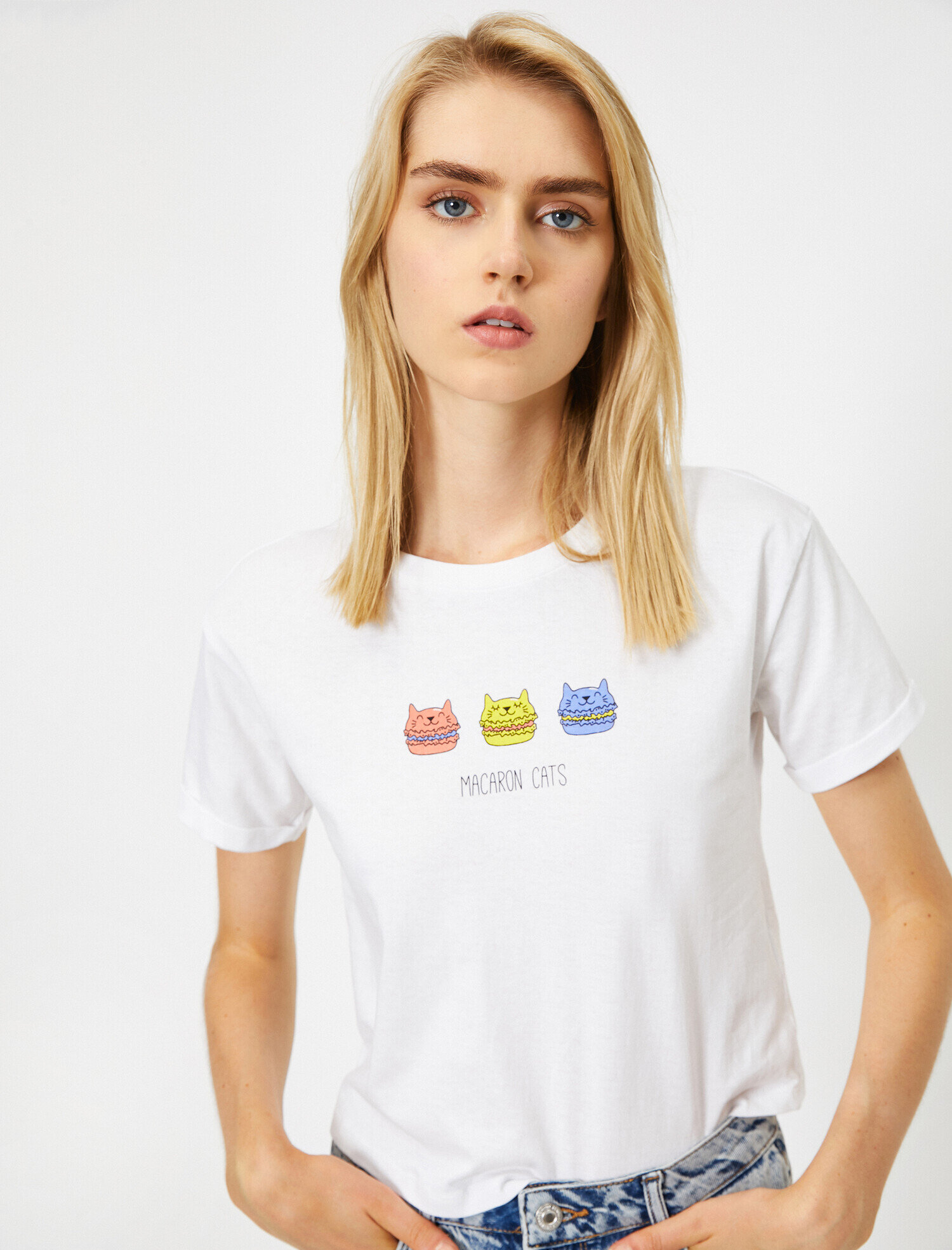   Bisiklet Yaka Kısa Kollu Baskılı Tişört