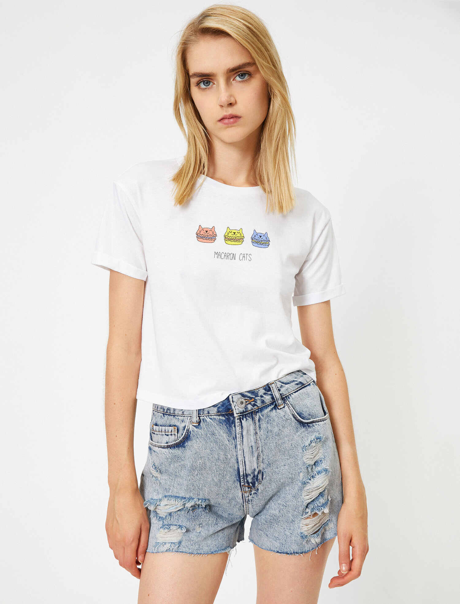   Bisiklet Yaka Kısa Kollu Baskılı Tişört