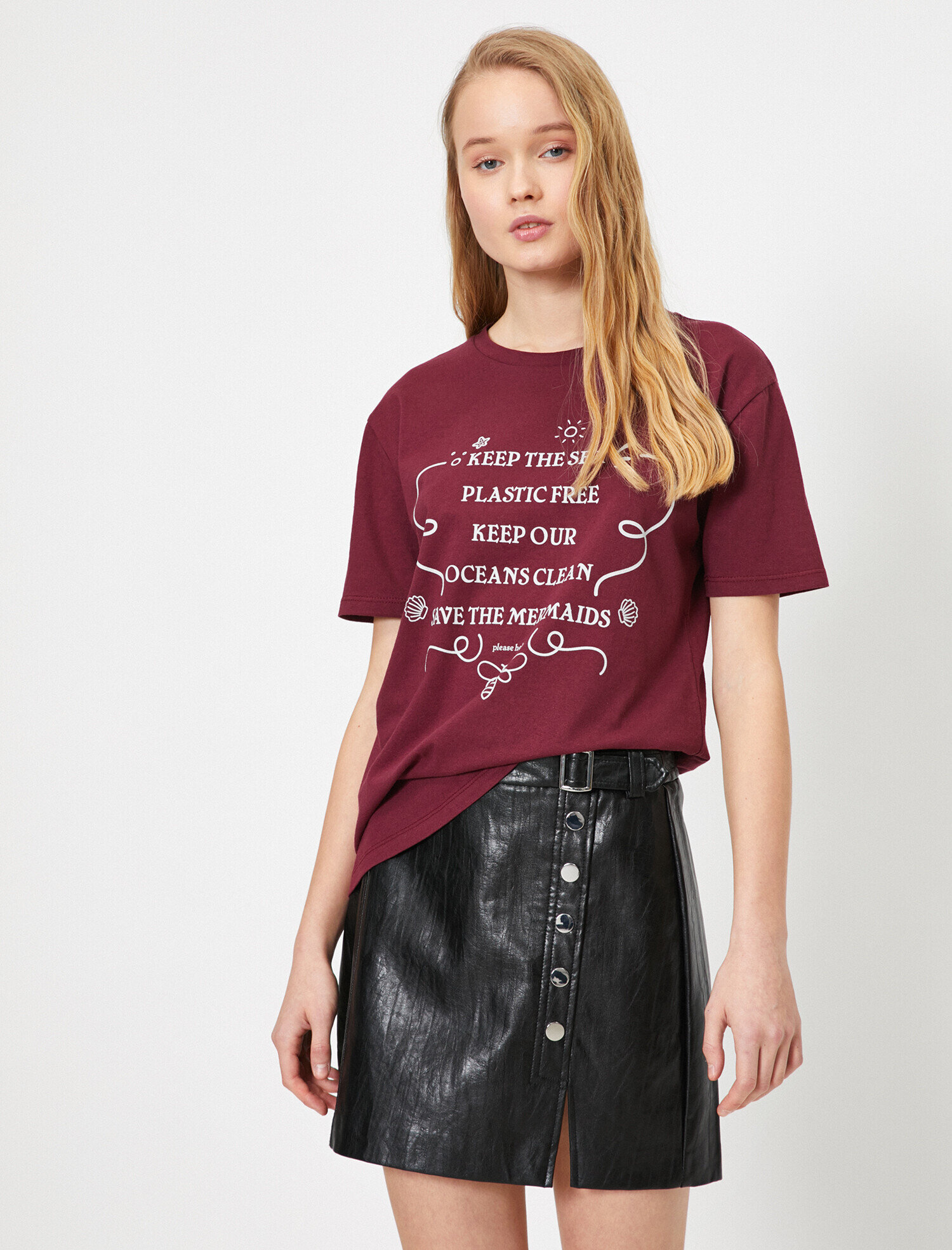   Bisiklet Yaka Baskılı Kısa Kol Tişört