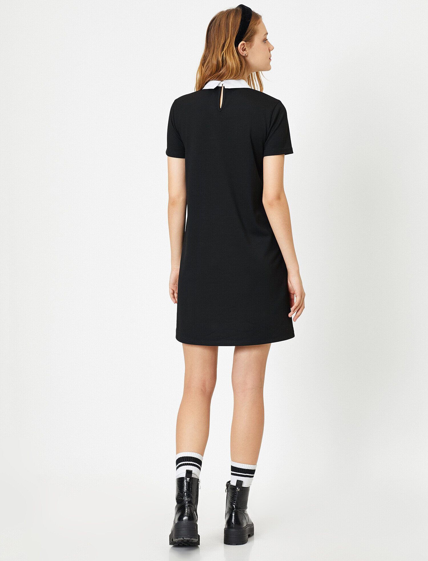   Gömlek Yaka Kısa Kollu Mini Elbise