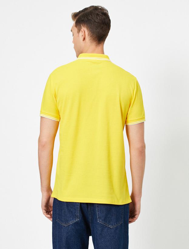  Polo Yaka Kol ve Yaka Ucu Çizgili Slim Fit Tişört