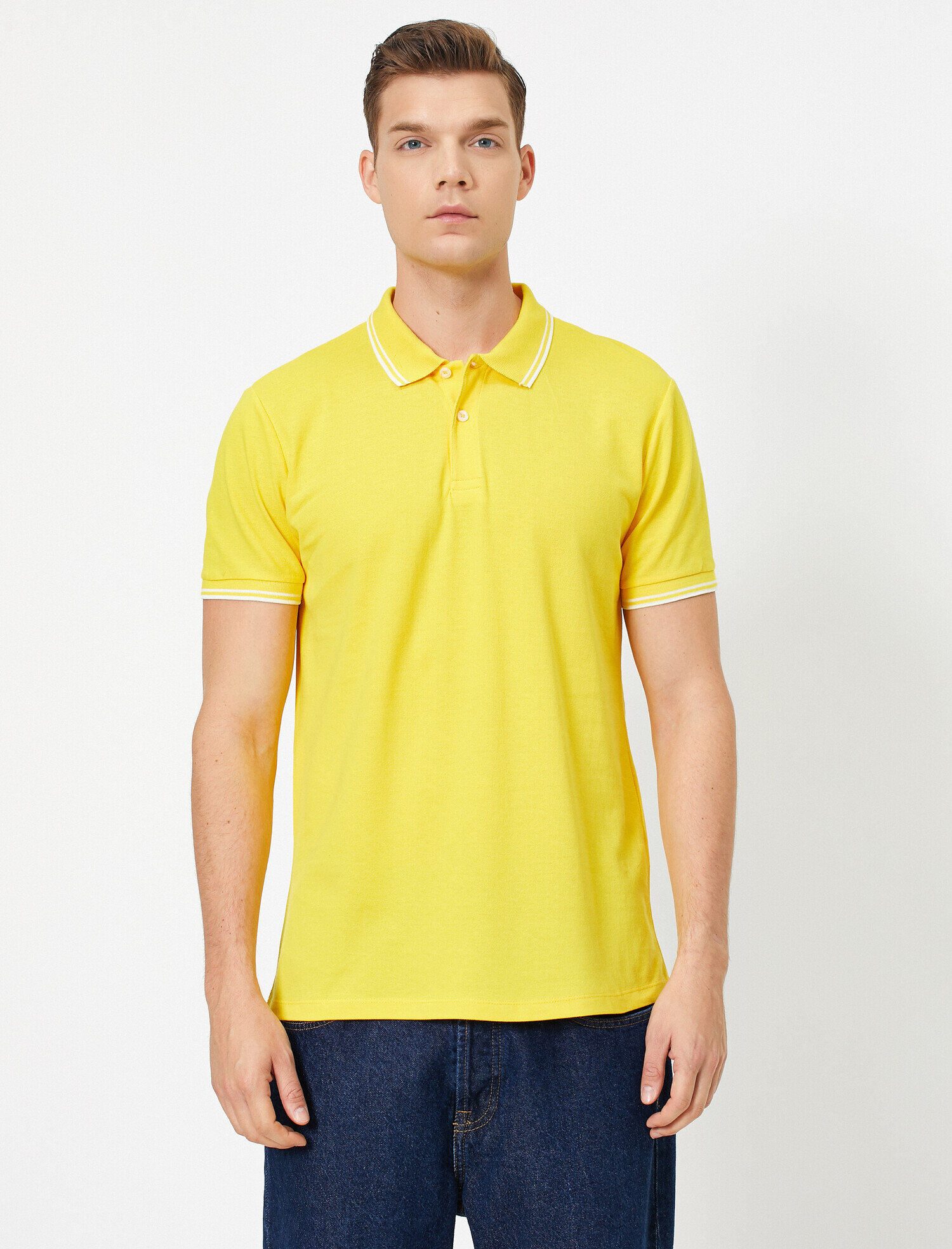   Polo Yaka Tişört Dar Kesim Kısa Kollu