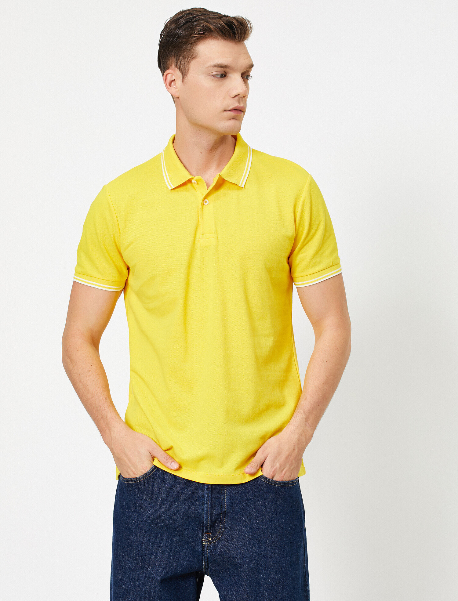   Polo Yaka Tişört Dar Kesim Kısa Kollu