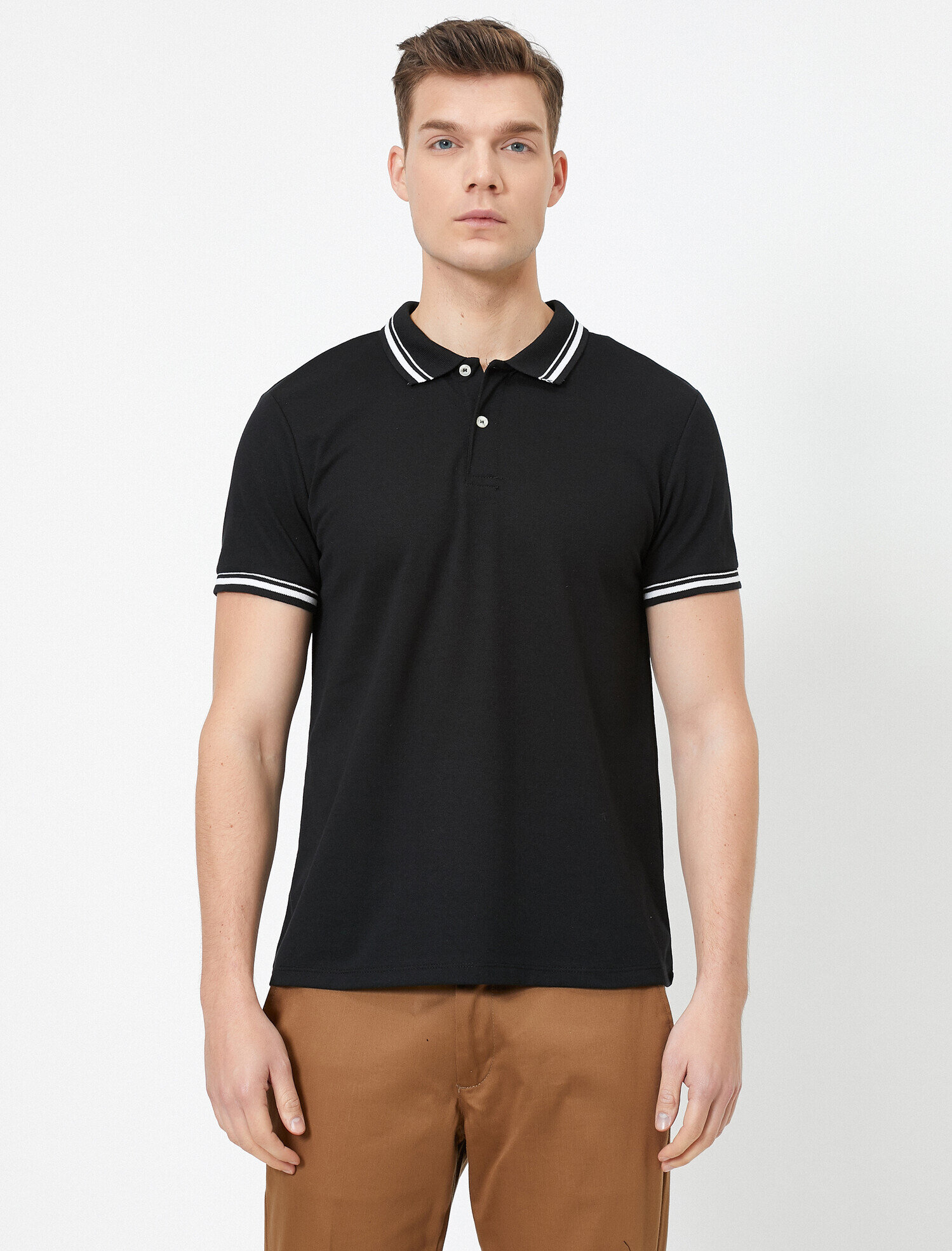   Polo Yaka Tişört Dar Kesim Kısa Kollu