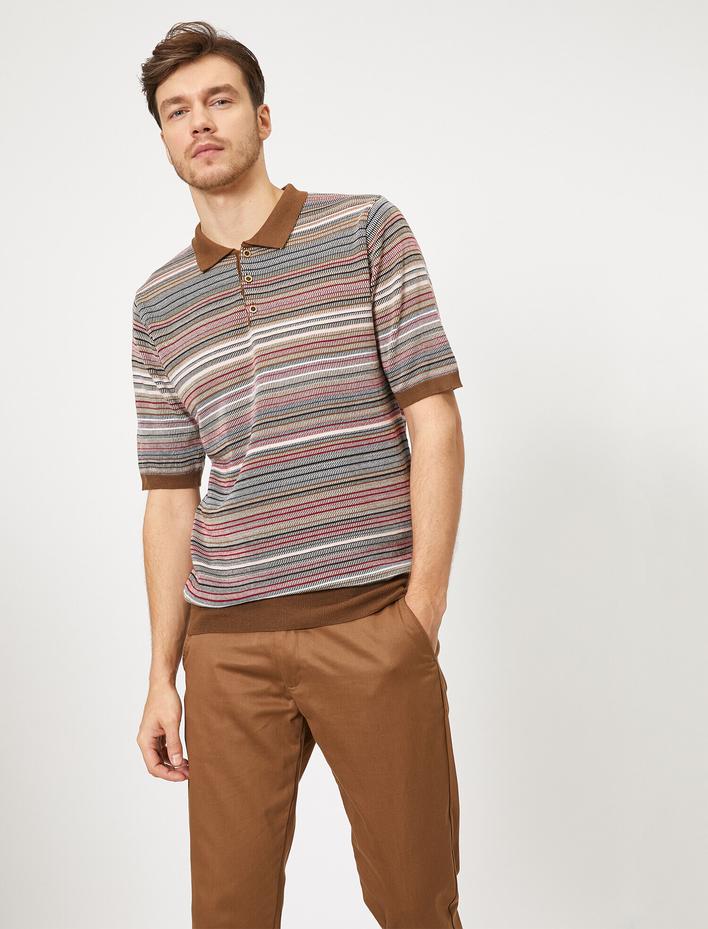  Polo Yaka Jakar Desenli Regular Fit Triko Kazak