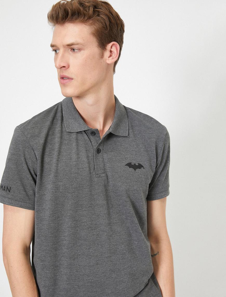   Batman Lisanslı Baskılı Pike Kumaş Slim Fit Polo Yaka Tişört