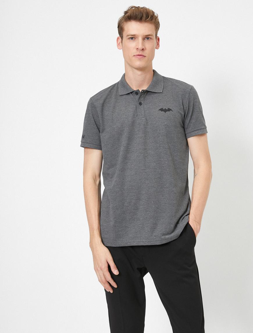   Batman Lisanslı Baskılı Pike Kumaş Slim Fit Polo Yaka Tişört