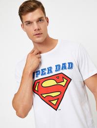 Pamuklu Bisiklet Yaka Warner Bros Lisanslı Super Dad Tişört