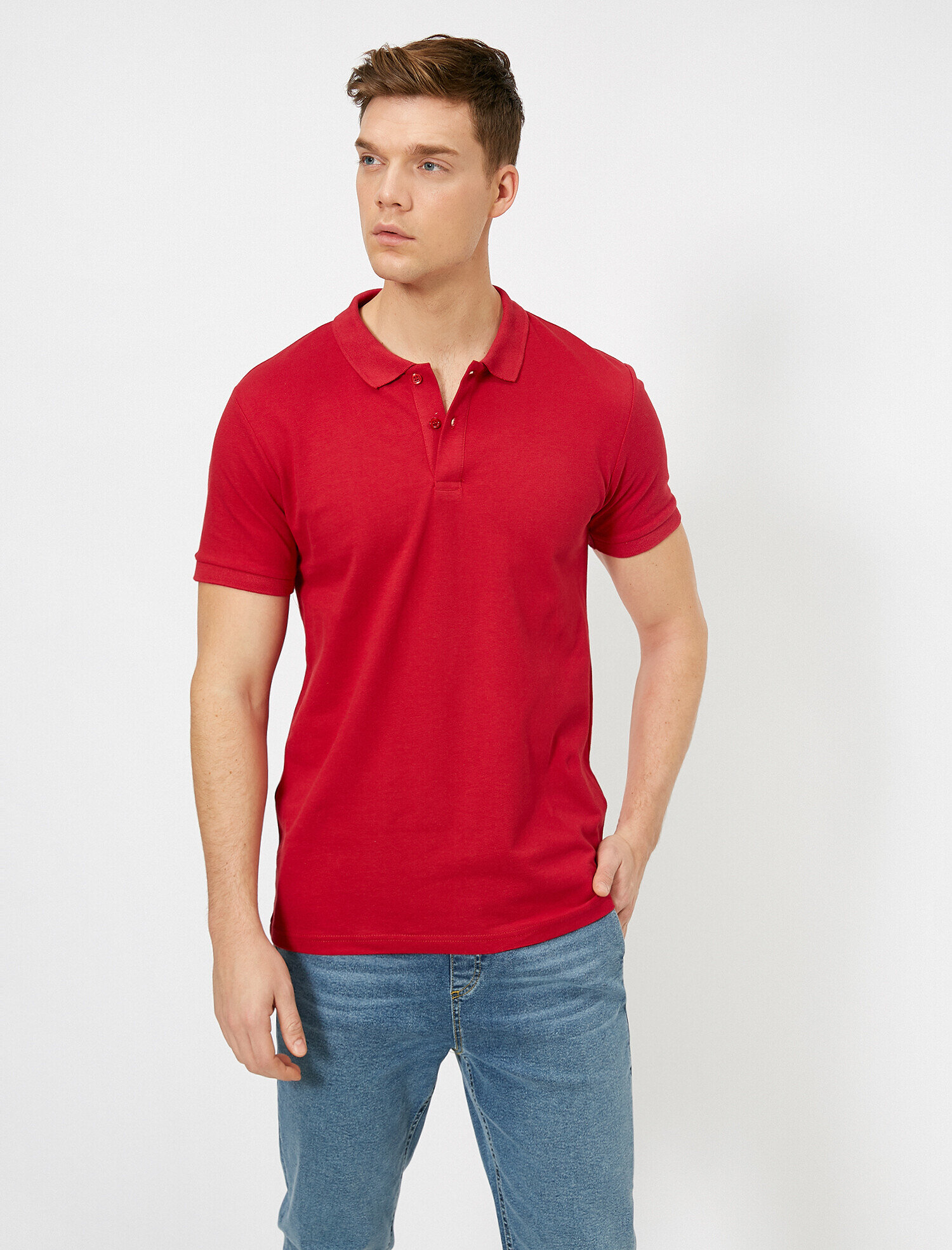 Polo Yaka Kısa Kollu Dar Kesim Basic Tişört