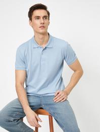 Polo Yaka Yaka Ucu Örgü Detaylı Slim Fit Tişört