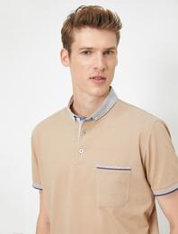 Polo Yaka Desenli Cep Detaylı Pike Kumaş Slim Fit Tişört