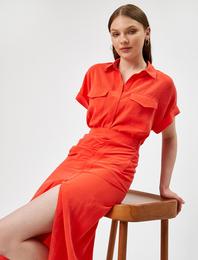 Kısa Kollu Gömlek Cepli Oversize