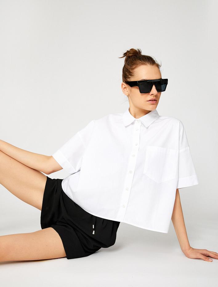  Kısa Kollu Gömlek Pamuklu Oversize