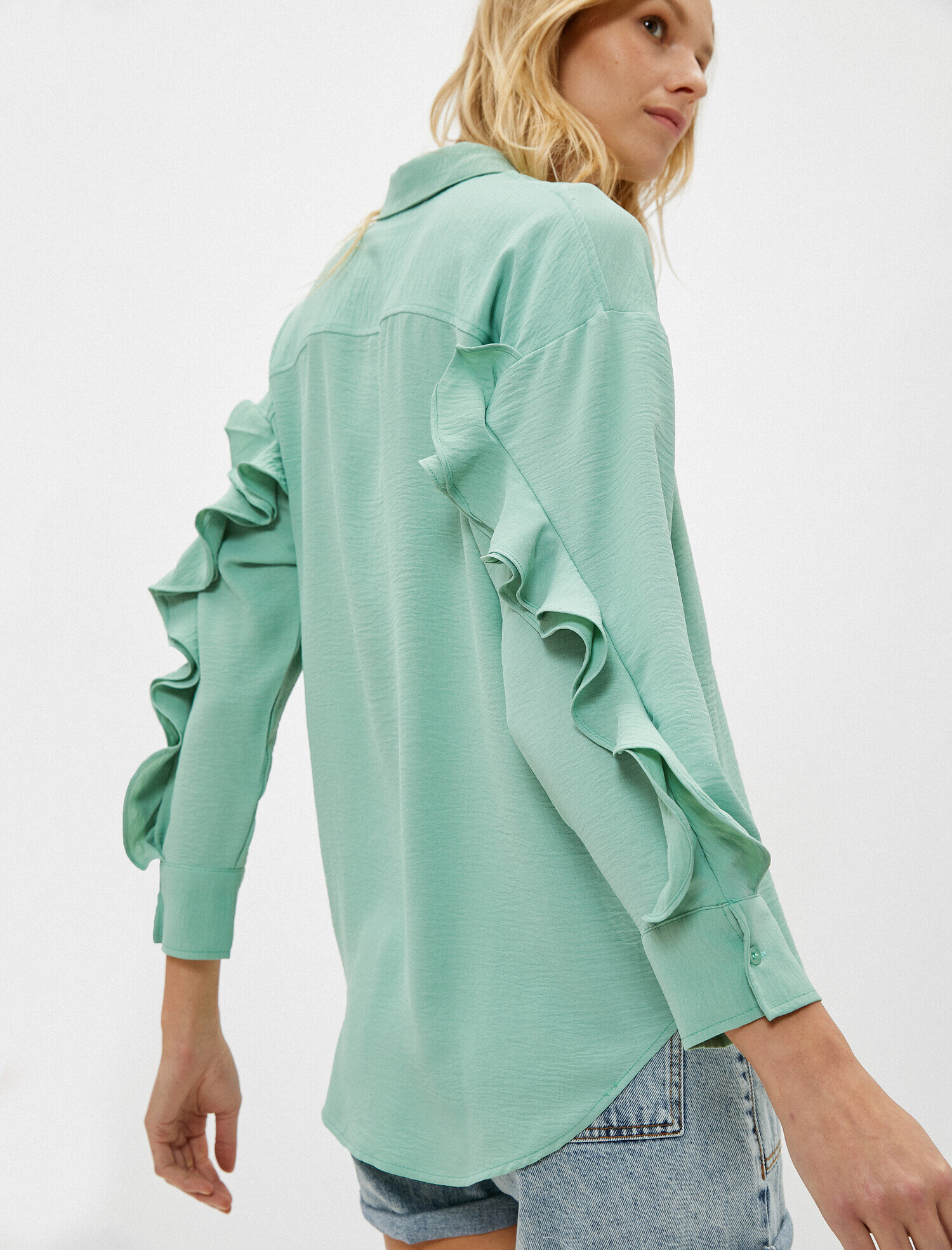   Fırfırlı Tunik Gömlek Yaka