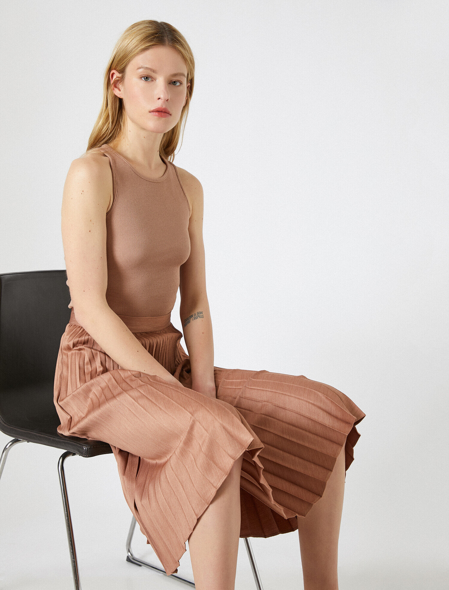   Pileli Etek Midi Boy