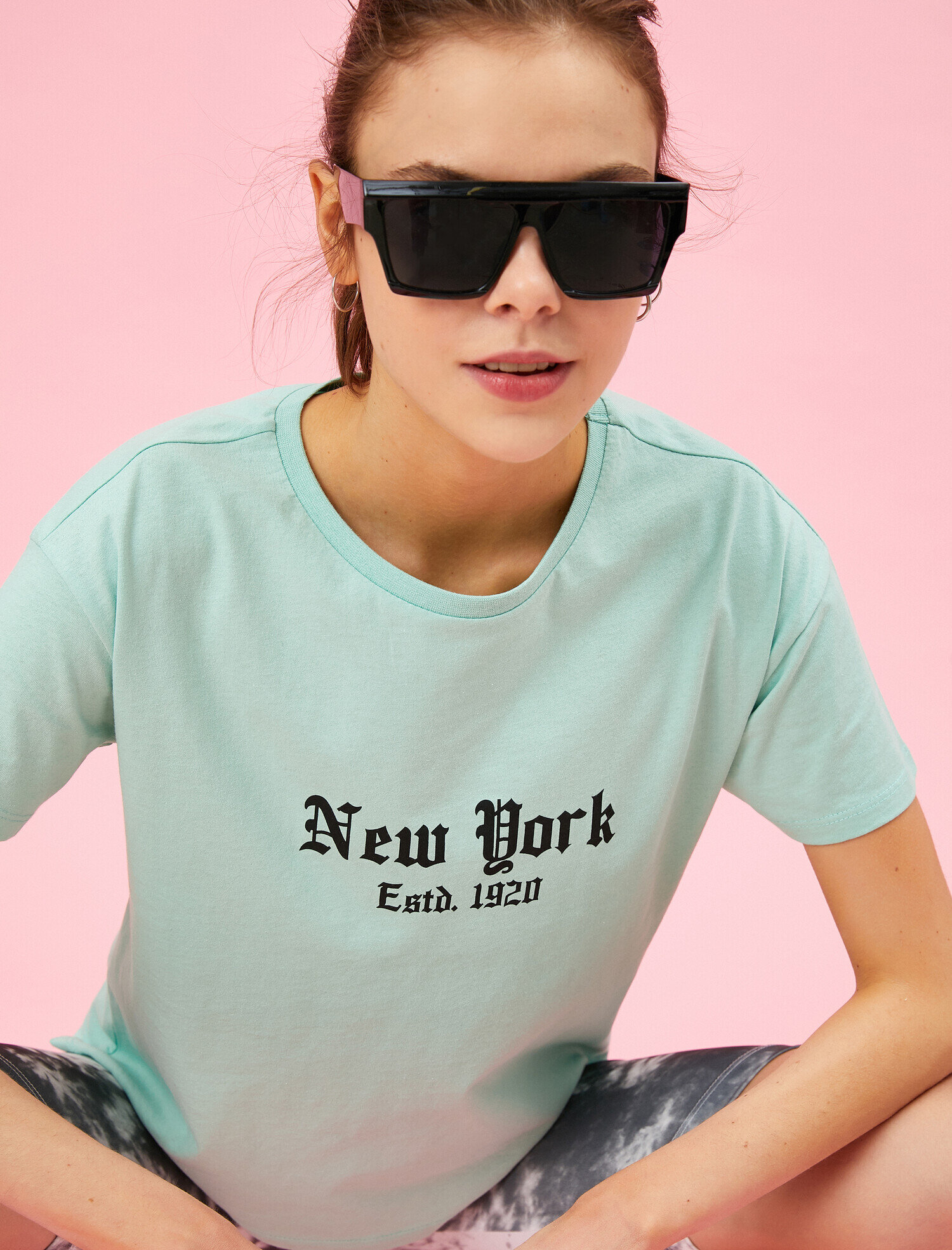   Yazılı Baskılı Tişört Bisiklet Yaka