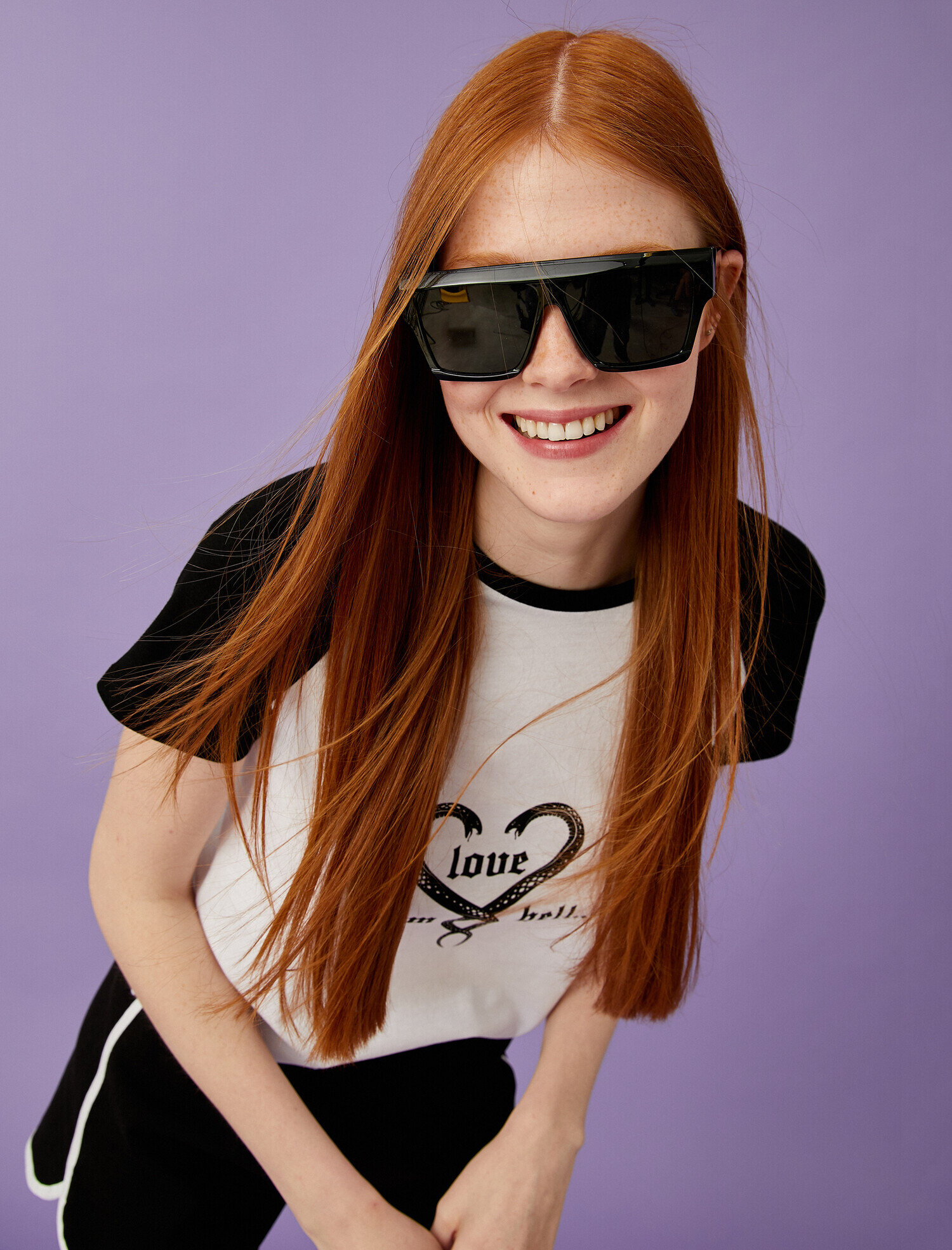   Renk Bloklu Tişört Yazılı Baskılı Pamuklu