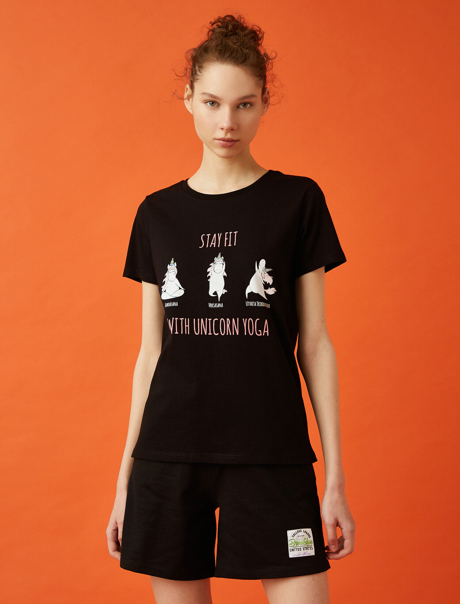   Baskılı Tişört Bisiklet Yaka Pamuklu