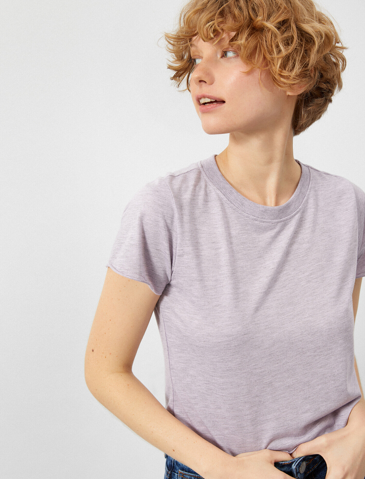   Crop Tişört Bisiklet Yaka Basic