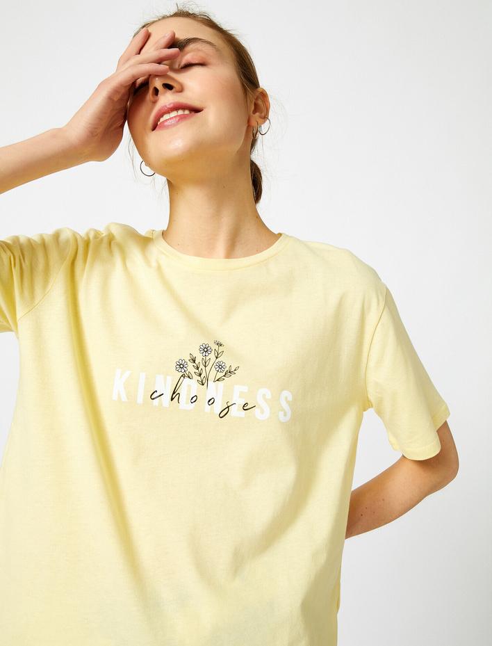  Baskılı Tişört Bisiklet Yaka Pamuklu