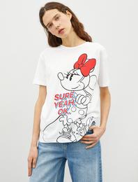 Minnie Mouse Tişört Disney Lisanslı Kısa Kollu Bisiklet Yaka Pamuklu