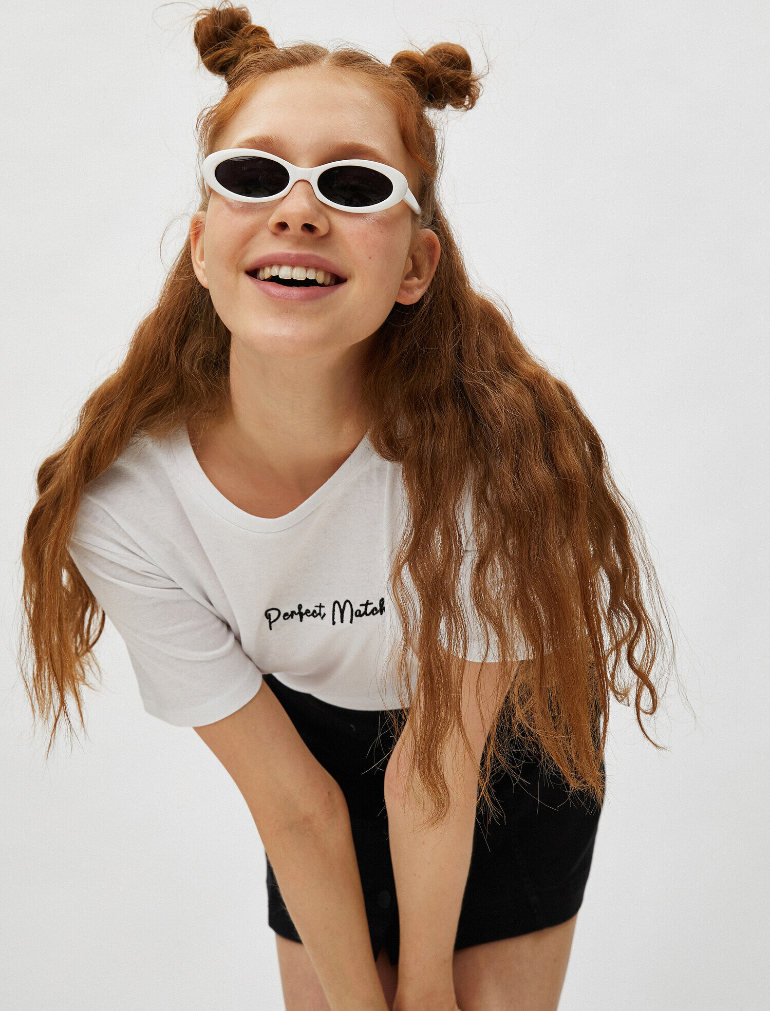   Kısa Kollu Tişört Slogan İşlemeli Bisiklet Yaka Pamuklu