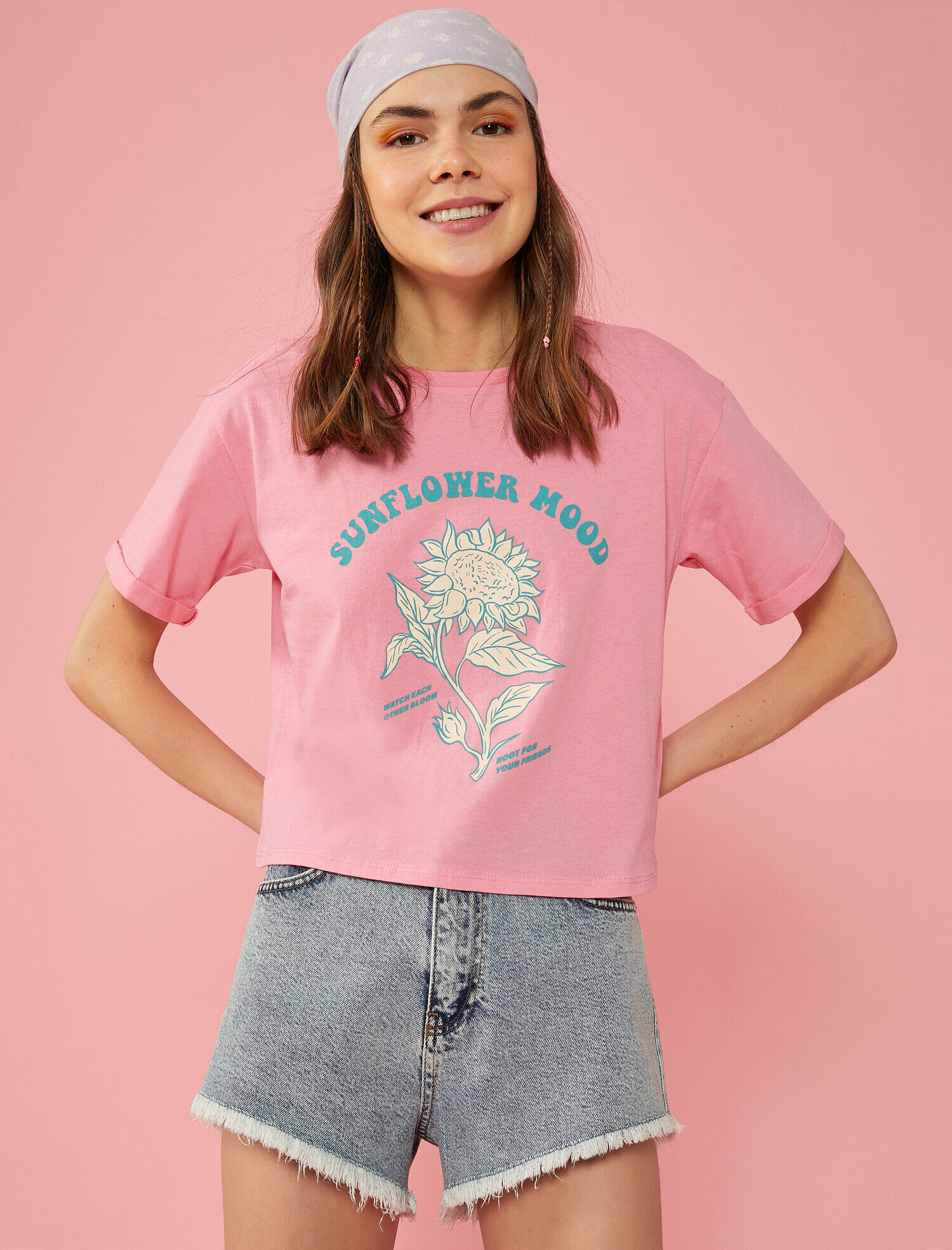   Baskılı Tişört Bisiklet Yaka