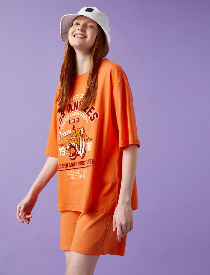  Baskılı Tişört Pamuklu Oversize