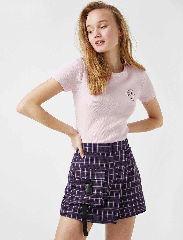  Kısa Kollu Tişört Bisiklet Yaka Slim Pamuklu Baskılı